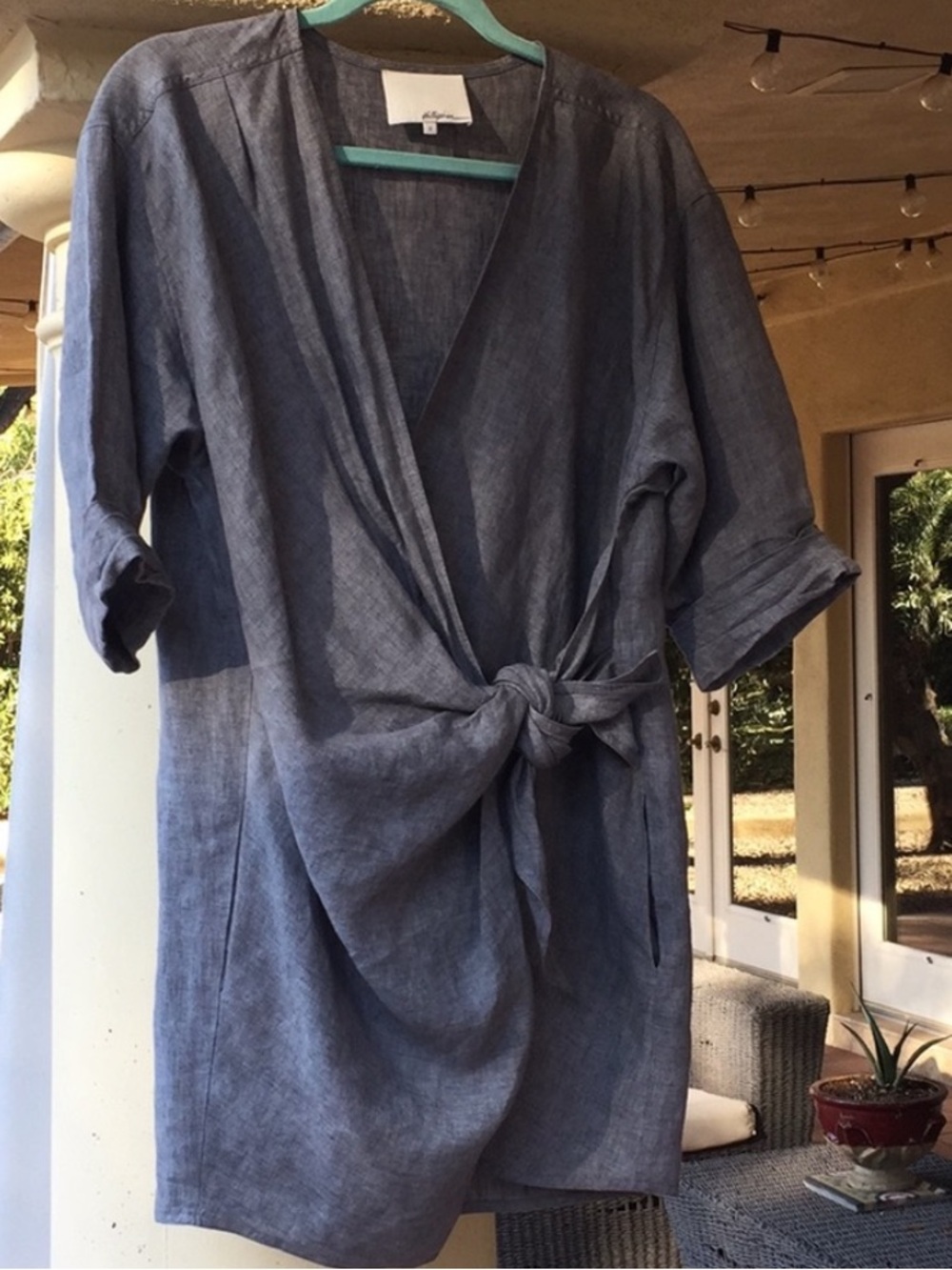♥️… Phillip Lim Navy Blue Wrap Linen Front Tie Top / Dress